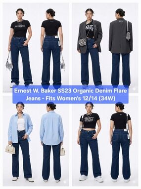 Ernest W. Baker SS23 Organic Denim Flare Jeans Size 12/14 - 34" W